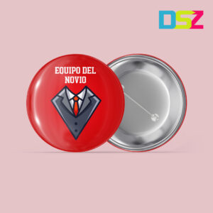 Chapa despedida de soltero modelo Equipo Novio corbata roja